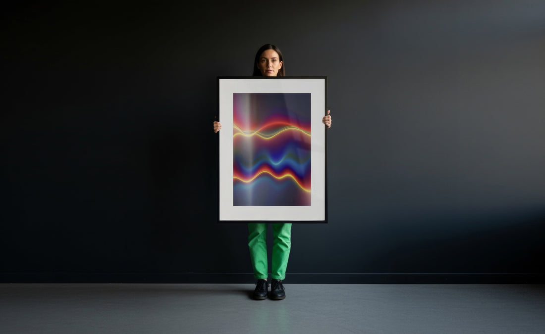 Abstract fine-art print installed in a calm interior