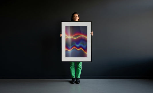 Abstract fine-art print installed in a calm interior