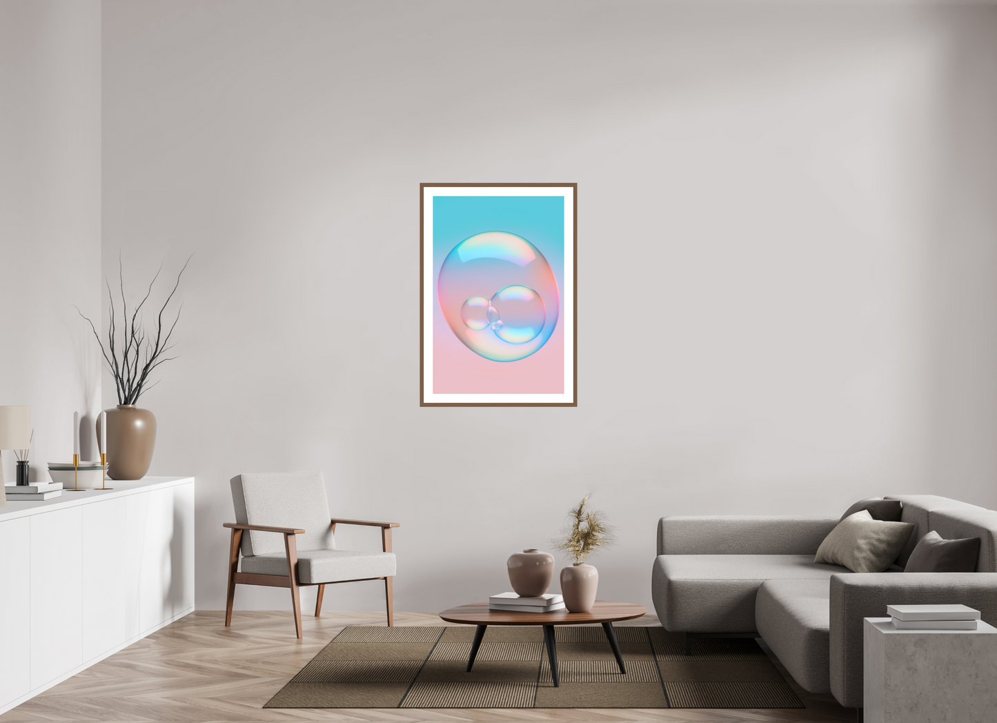 70 x 105 cm, 5-CM-Hmü-photorag-ultra-s-FrHamburg-Walnut20mm-PPNWhite5CM Bubble Up ww