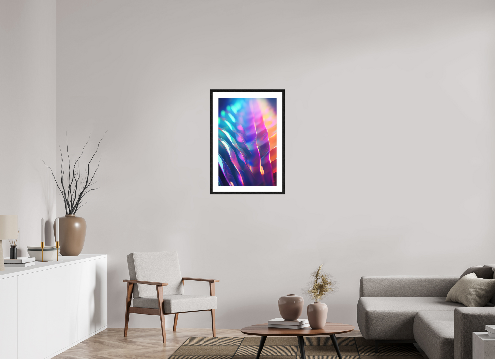 50 x 75 cm, 5-CM-Hmü-photorag-ultra-s-FrHamburg-OakBlack20mm-PPNWhite5CM Feathers