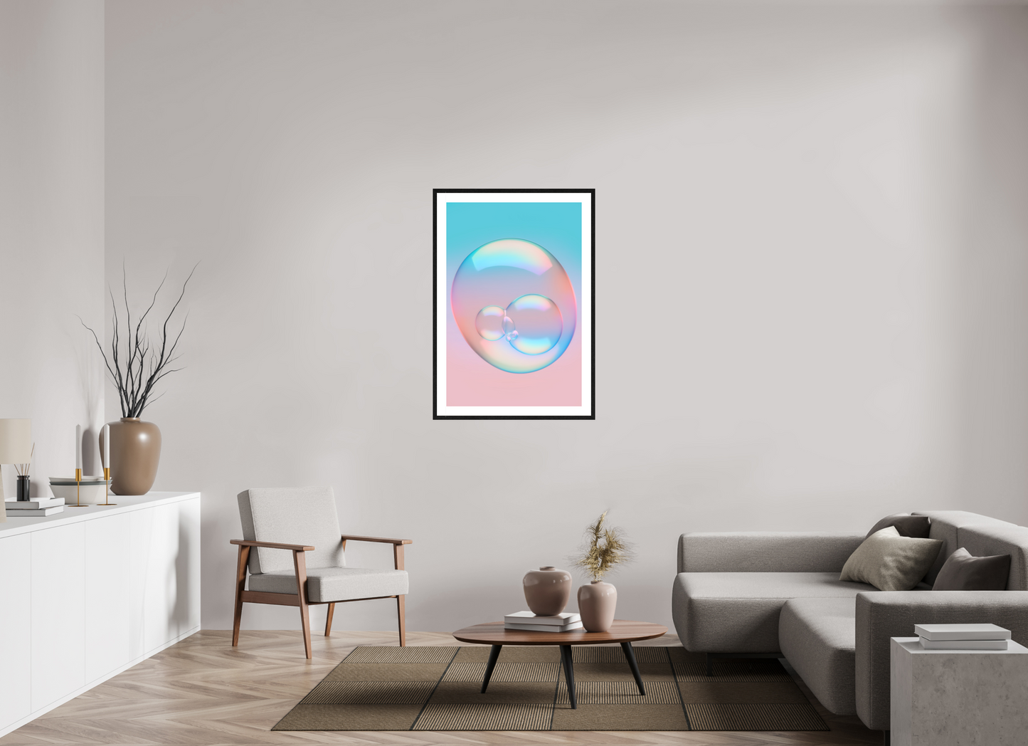 70 x 105 cm, 5-CM-Hmü-photorag-ultra-s-FrHamburg-OakBlack20mm-PPNWhite5CM Bubble Up ww
