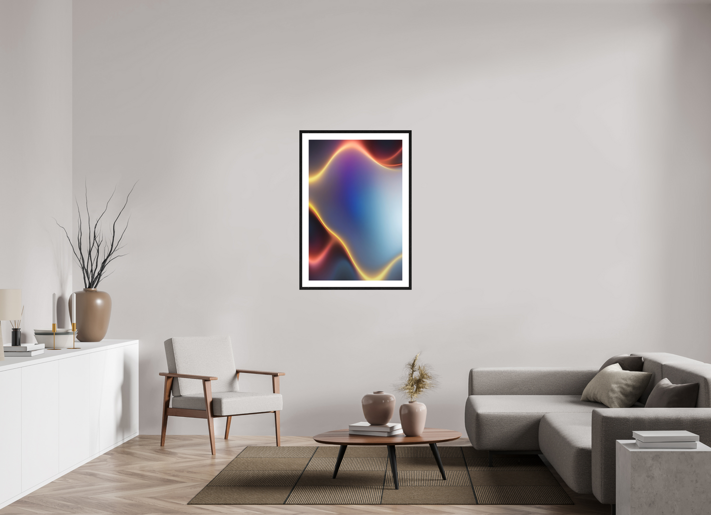 70 x 105 cm, 5-CM-Hmü-photorag-ultra-s-FrHamburg-OakBlack20mm-PPNWhite5CM Matter in Time - II
