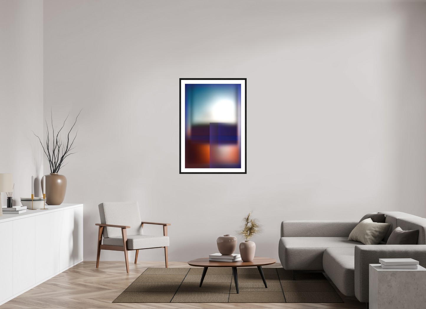 70 x 105 cm, 5-CM-Hmü-photorag-ultra-s-FrHamburg-OakBlack20mm-PPNWhite5CM Squinted beaches - III