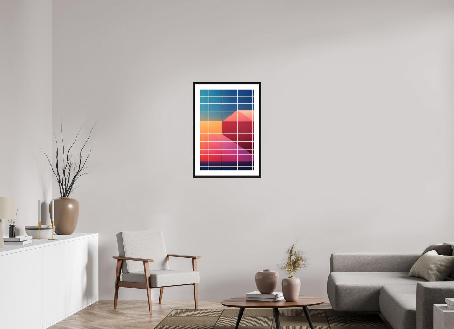 50 x 75 cm, 5-CM-Hmü-photorag-ultra-s-FrHamburg-OakBlack20mm-PPNWhite5CM Gradient Architect I ww