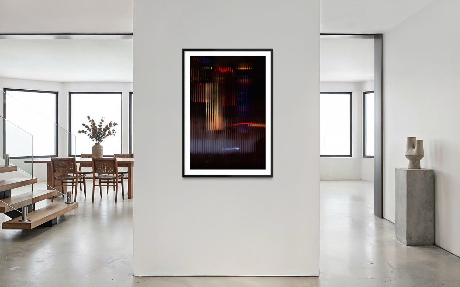 Diorama artwork displayed in a contemporary interior as a visual art placement mock-up.