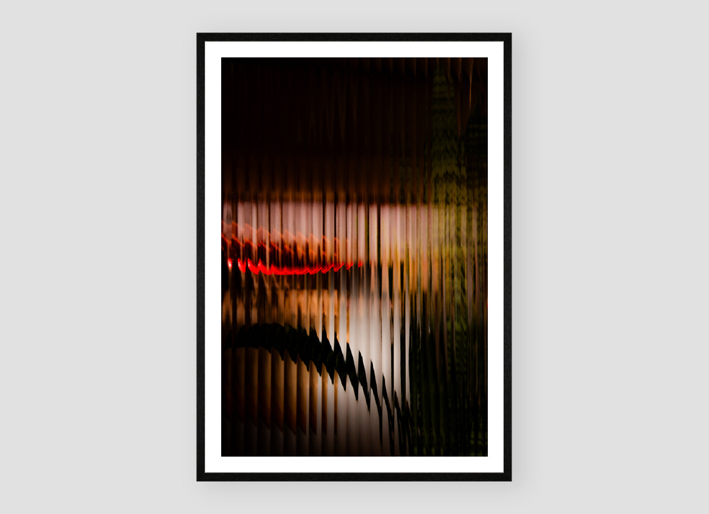 Diorama I by Bastiaan van Ederen, a photographic artwork transforming warm architectural light and distant movement through fluted glass.