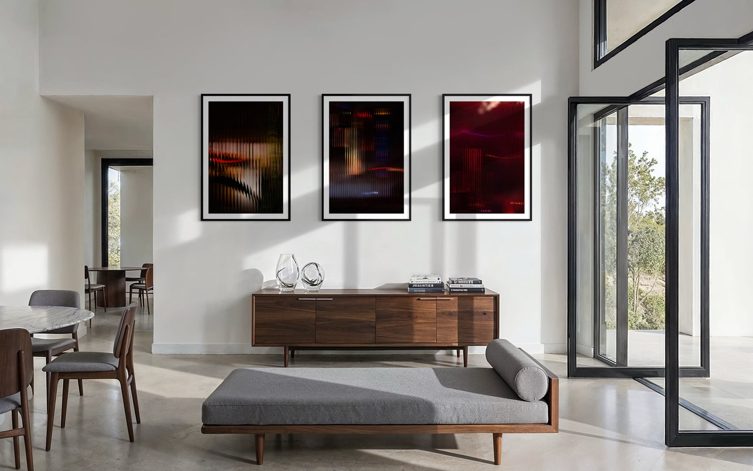 Diorama I, II and III by Bastiaan van Ederen displayed together in a contemporary interior.