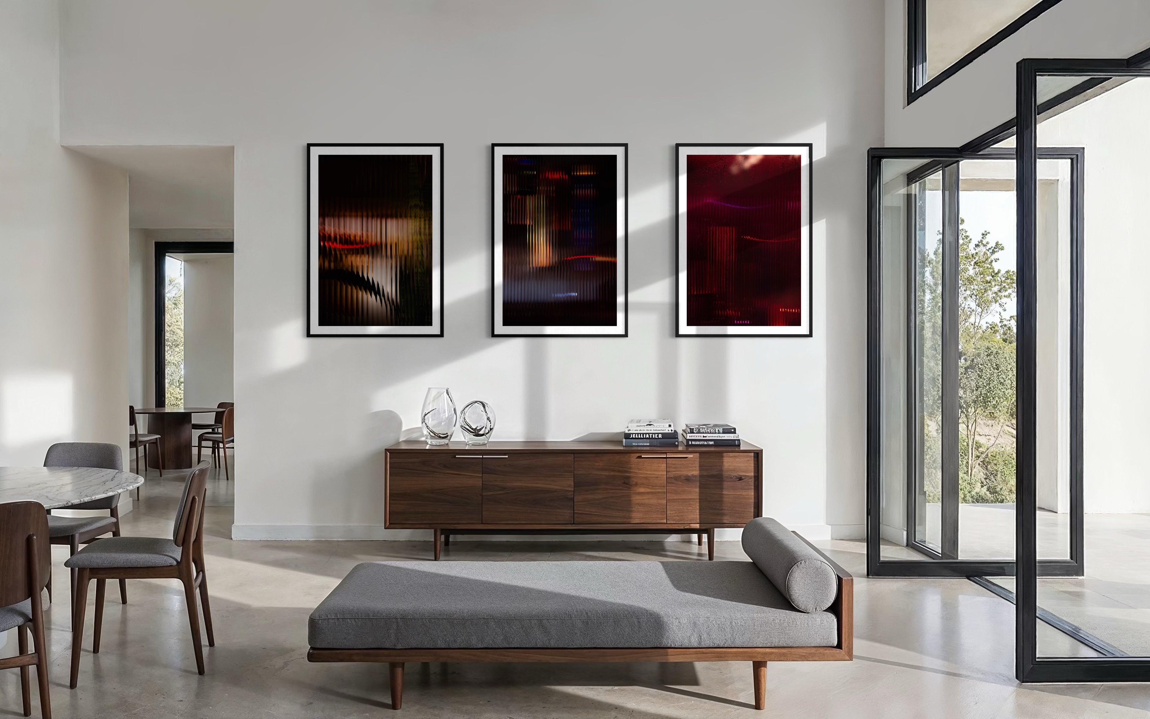 Diorama I, II and III by Bastiaan van Ederen displayed together in a contemporary interior.