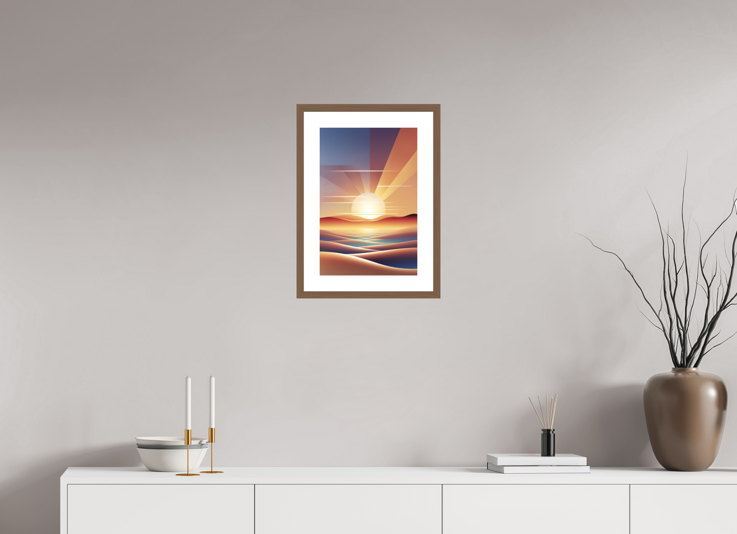 30 x 45 cm, 5-CM-Hmü-photorag-ultra-s-FrHamburg-Walnut20mm-PPNWhite5CM Sun Set in the Sun Set - III