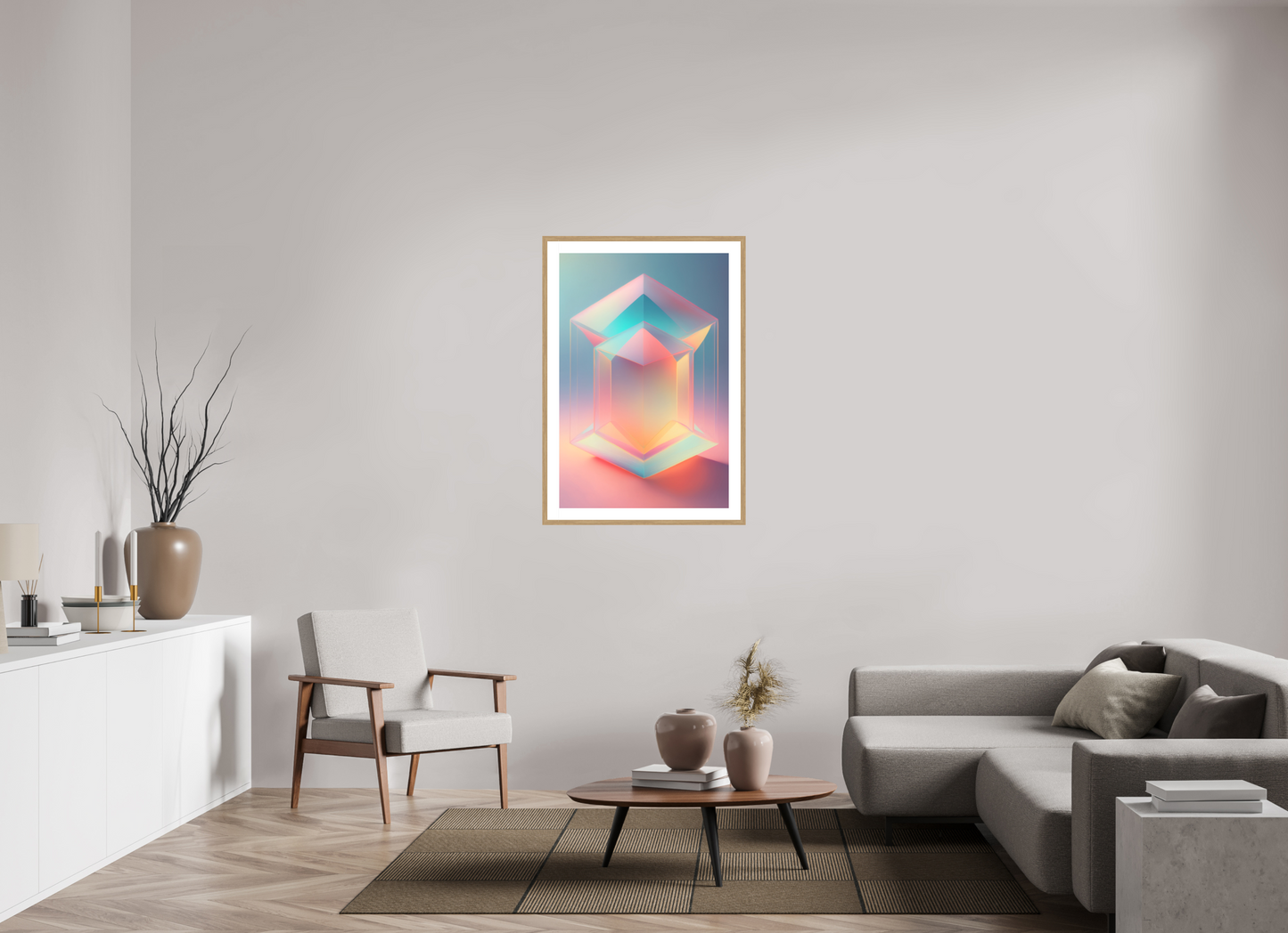 70 x 105 cm, 5-CM-Hmü-photorag-ultra-s-FrHamburg-EikenNatuur20mm-PPNWhite5CM Glass Shapes ww