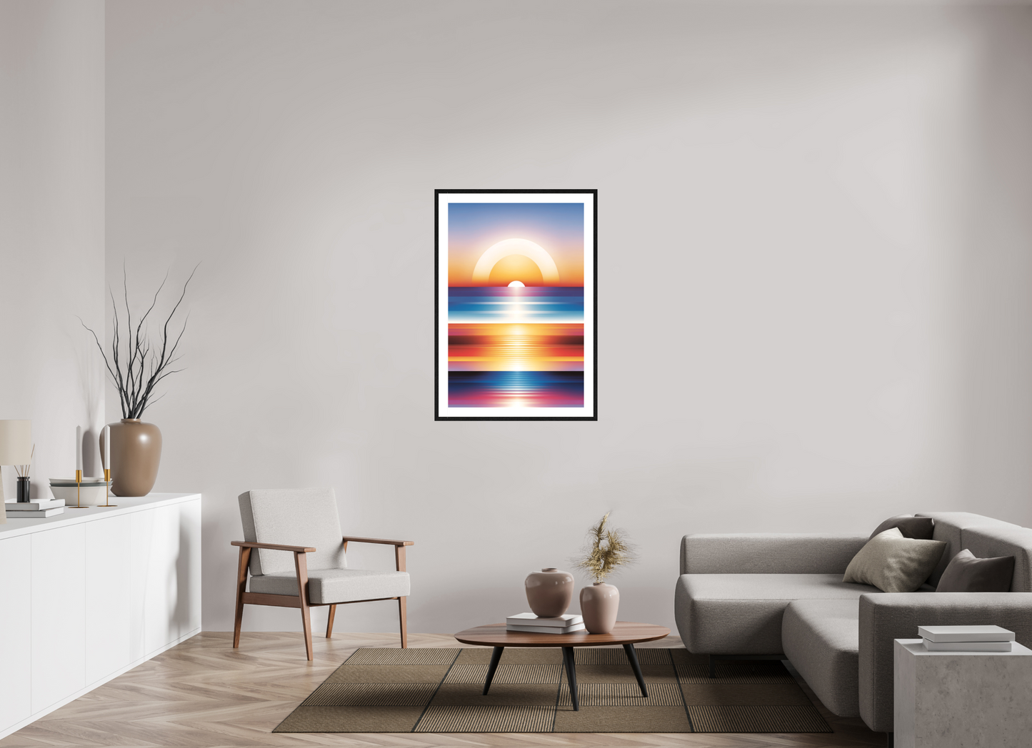 70 x 105 cm, 5-CM-Hmü-photorag-ultra-s-FrHamburg-OakBlack20mm-PPNWhite5CM Sun Set in the Sun Set - I