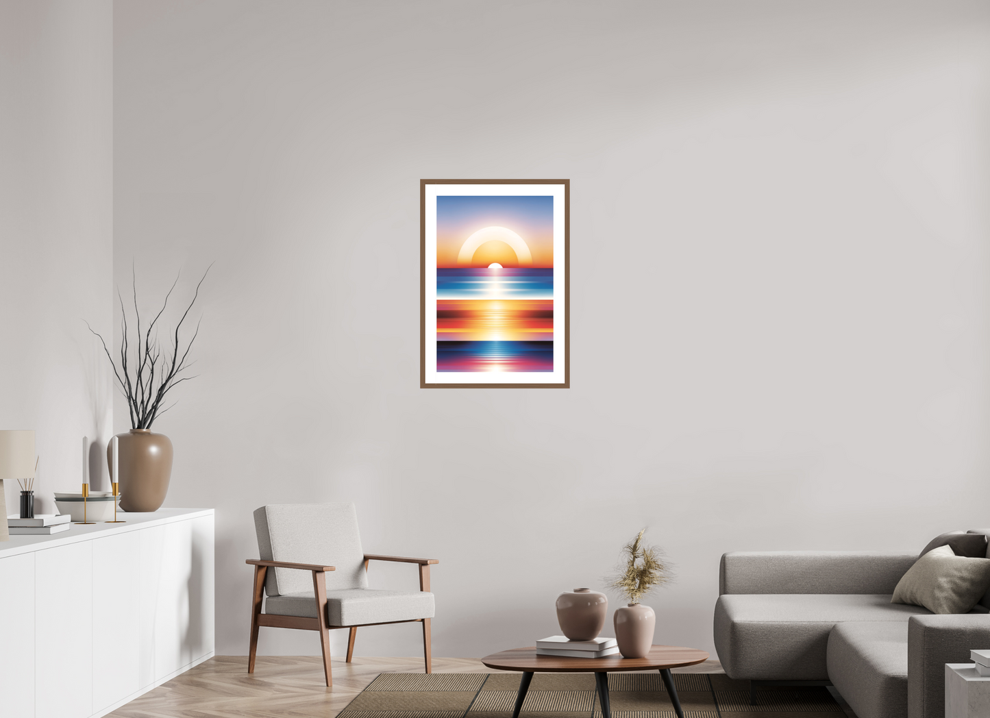 50 x 75 cm, 5-CM-Hmü-photorag-ultra-s-FrHamburg-Walnut20mm-PPNWhite5CM Sun Set in the Sun Set - I