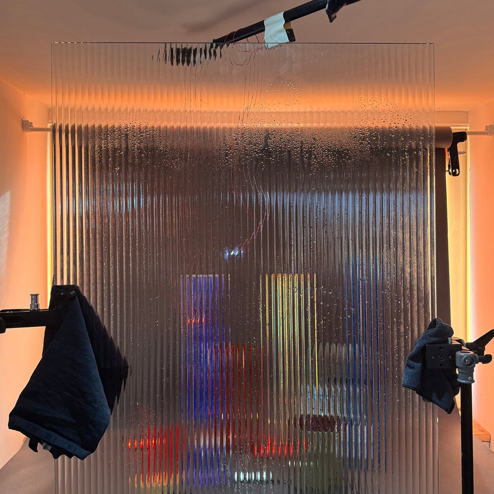 Behind-the-scenes view of glass used in the Diorama process